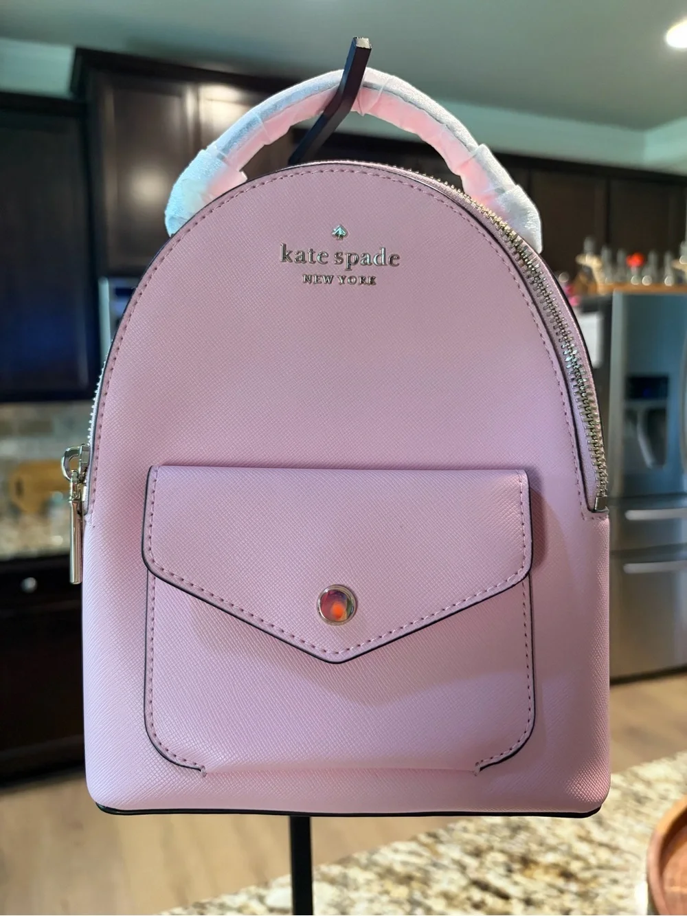 kate spade pastel pink mini backpack with front pocket
